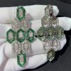 Bvlgari Serpenti Earrings 18k White Gold 3.66 Ct Full Diamond Pave and Emerald