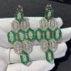 Bvlgari Serpenti Earrings 18k White Gold 3.66 Ct Full Diamond Pave and Emerald