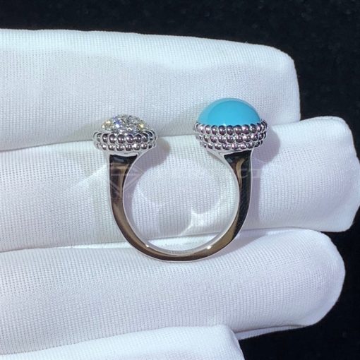 Van Cleef Arpels Perlée Couleurs Between the Finger Ring White Gold, Diamond, Turquoise VCARO9SW00