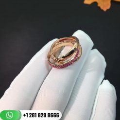 Trinity ring, medium model, 18K white gold, 18K rose gold, 18K yellow gold. Width: 3.53mm.