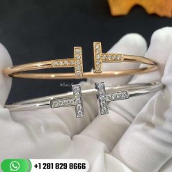 Tiffany t diamond wire bracelet in 18k white gold medium