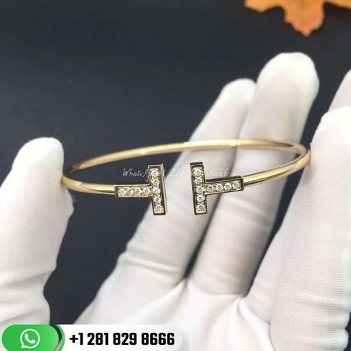Tiffany T Diamond Wire Bracelet in 18k White Gold Medium