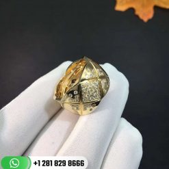 Chanel Coco Crush Ring Quilted Motif Large Version 18k Gold & Diamonds