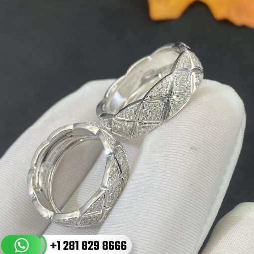 Chanel Coco Crush Ring Quilted Motif Small Version 18k White Gold
