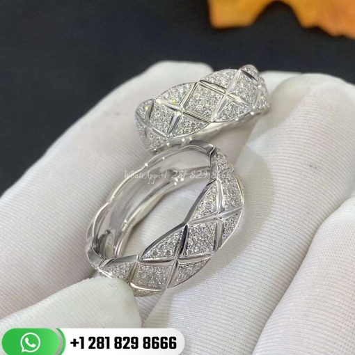 Chanel Coco Crush Ring Quilted Motif Small Version 18k White Gold