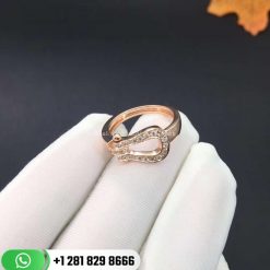Fred Force 10 Ring Medium Model 18k Pink Gold and Diamonds -4B0383