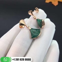 DIVAS’ DREAM 18 kt rose gold earrings with malachite inserts and round brilliant-cut diamonds (0.08 ct). REF .356454