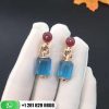 Bvlgari Mvsa Earrings in 18k Pink Gold with Blue Topaz and Rubellite Beads