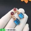 Bvlgari Mvsa Earrings in 18k Pink Gold with Blue Topaz and Rubellite Beads