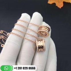 REF . 350052 B.zero1 pendant with chain in 18 kt rose gold with pavé diamonds on the edges.14.96-17.70 (38-45cm) long.