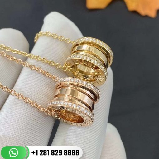 REF . 350055 CL857028 B.zero1 pendant with chain in 18 kt yellow gold with pavé diamonds on the edges.14.96-17.70″ (38-45cm) long.