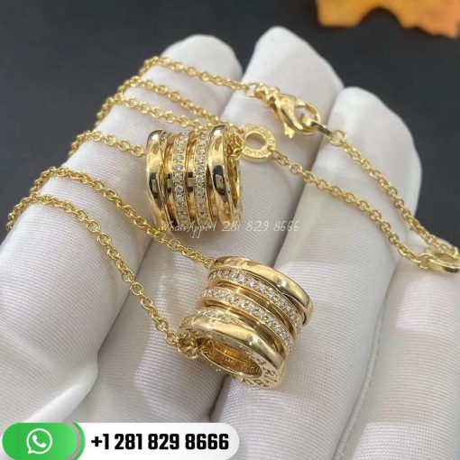 REF . 333956 CN851844 B.zero1 small round 18kt yellow gold pavé diamond pendant. 0.60″ (1.52cm) diameter.