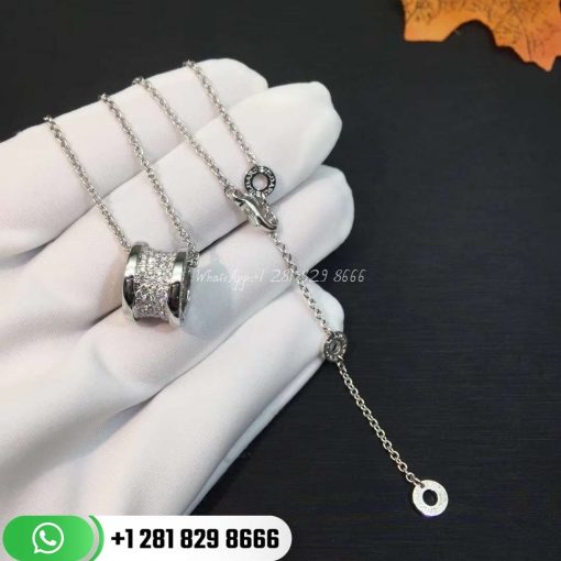 REF . 346167 B.zero1 necklace with 18 kt white gold chain and pendant in 18 kt white gold set with pavé diamonds on the spiral.