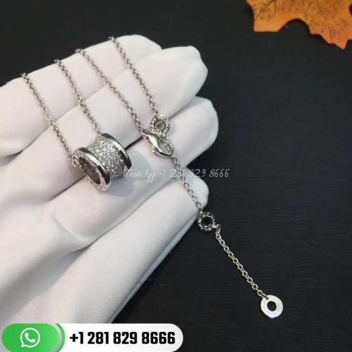 REF . 346167 B.zero1 necklace with 18 kt white gold chain and pendant in 18 kt white gold set with pavé diamonds on the spiral.