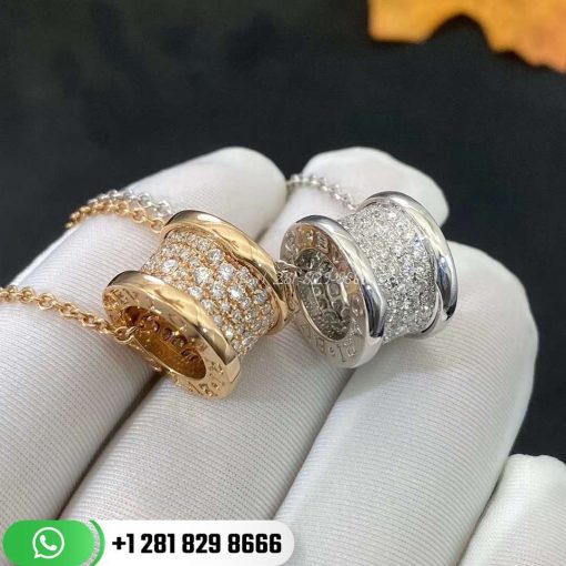 REF . 346167 B.zero1 necklace with 18 kt white gold chain and pendant in 18 kt white gold set with pavé diamonds on the spiral.
