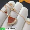 REF . 356437 DIVAS’ DREAM 18 kt rose gold necklace set with carnelian elements, a round brilliant-cut diamond and pavé diamonds (0.3 ct)