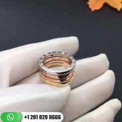 REF . 352327 B.zero1 four-band ring in 18 kt rose, white and yellow gold.