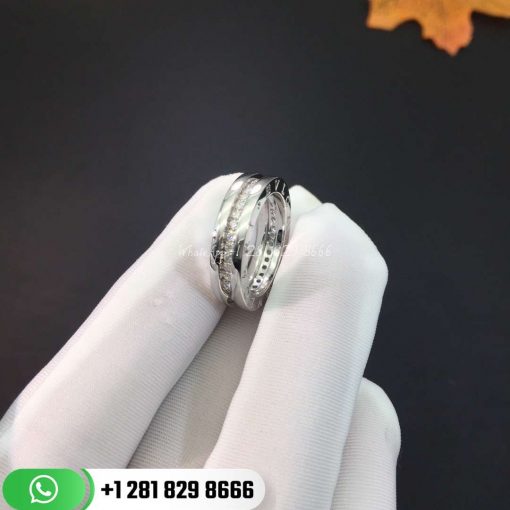 REF . 329366 B.zero1 one-band ring in 18 kt white gold, set with pavé diamonds on the spiral