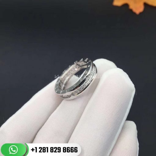 REF . 329366 B.zero1 one-band ring in 18 kt white gold, set with pavé diamonds on the spiral