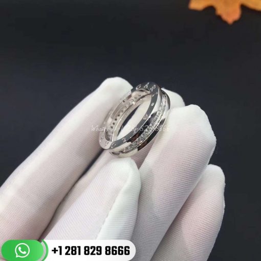 Bvlgari B.zero1 One-band Ring in 18k White Gold with Pavé Diamonds