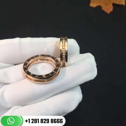 REF . 342872 B.zero1 one-band ring in 18 kt rose gold, set with pavé diamonds on the spiral.