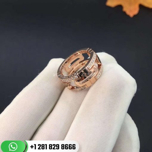 REF . 349252 Parentesi 18 kt rose gold band ring set with demi pavé diamonds
