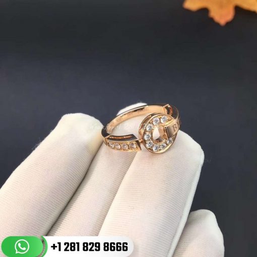 REF . 349623 BVLGARI BVLGARI 18 kt rose gold ring with pavé diamonds.