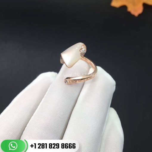 REF . 354749 BVLGARI BVLGARI Gelati 18 kt rose gold ring set with mother-of-pearl and pavé diamonds