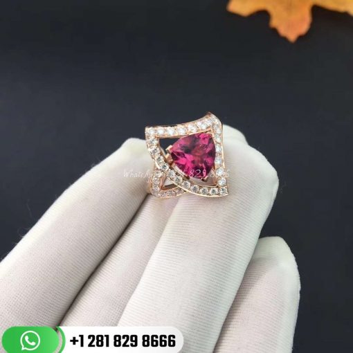 REF . 354367 DIVAS’ DREAM openwork ring in 18 kt rose gold with a pink tourmaline and set with pavé