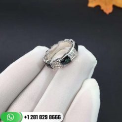 REF . AN857900 Serpenti Viper band ring in 18 kt white gold set with grey mother-of-pearl elements and pavé diamonds (0.43 ct).