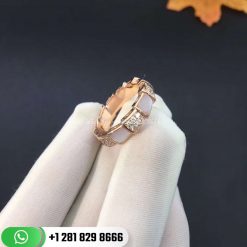 REF . 353228 Serpenti Viper band ring in 18 kt rose gold set with mother-of-pearl elements and pavé diamonds (053 ct).