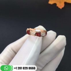 REF . 353348 Serpenti Viper band ring in 18 kt rose gold set with carnelian elements and pavé diamonds (0.53 ct).