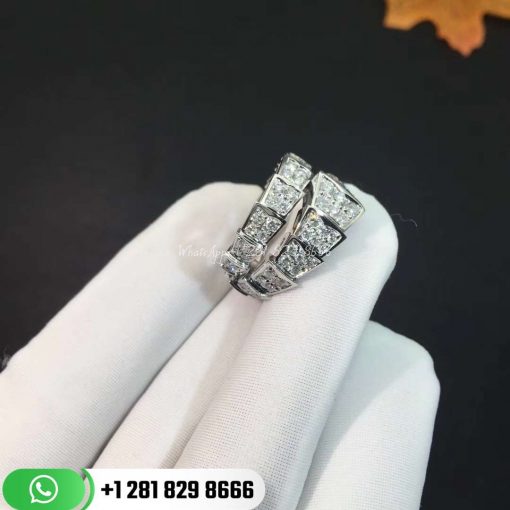 REF . 345209 Serpenti one-coil ring in 18 kt white gold, set with full pavé diamonds.