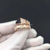 REF . 345208 Serpenti one-coil ring in 18 kt rose gold, set with black onyx elements and demi pavé diamonds.