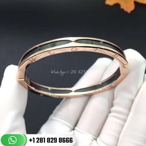 REF . 352998 B.zero1 bangle bracelet in 18 kt rose gold and cermet.