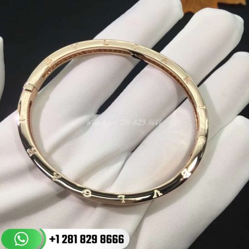 REF . 351399 B.zero1 bangle bracelet in 18 kt rose gold, set with pavé diamonds on the spiral.