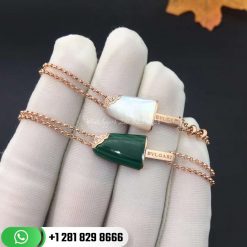 REF . 354743 BVLGARI BVLGARI Gelati 18 kt rose gold soft bracelet set with malachite and pavé diamonds.