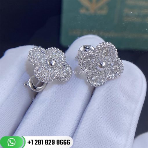 Van Cleef & Arpels Vintage Alhambra Earrings White Gold Diamond