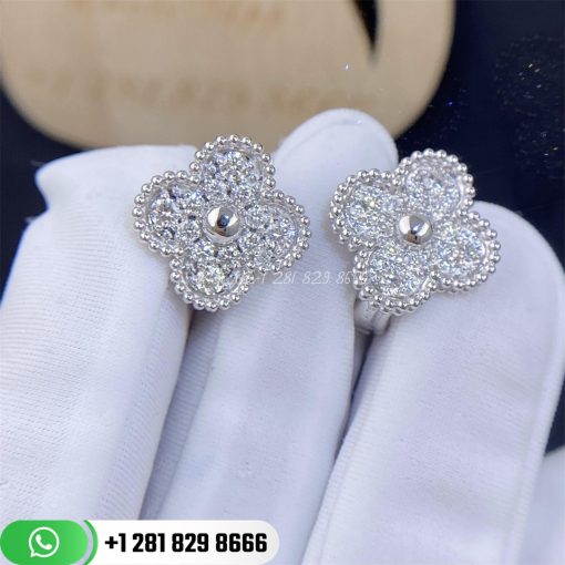 Van Cleef & Arpels Vintage Alhambra Earrings White Gold Diamond