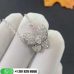 VCARO3M400 Two Butterfly pendant, white gold, round and marquise-cut diamonds; diamond quality DEF, IF to VVS.