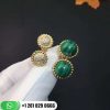 VCARO9SU00 Perlée couleurs Between the Finger ring, yellow gold, malachite, round diamonds; diamond quality DEF, IF to VVS.
