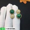VCARO9SU00 Perlée couleurs Between the Finger ring, yellow gold, malachite, round diamonds; diamond quality DEF, IF to VVS.