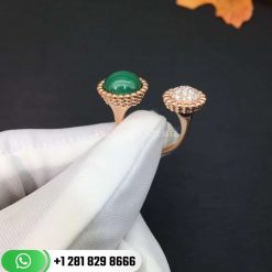 Van Cleef & Arpels Perlée Couleurs Between the Finger Ring Rose Gold Diamond Malachite