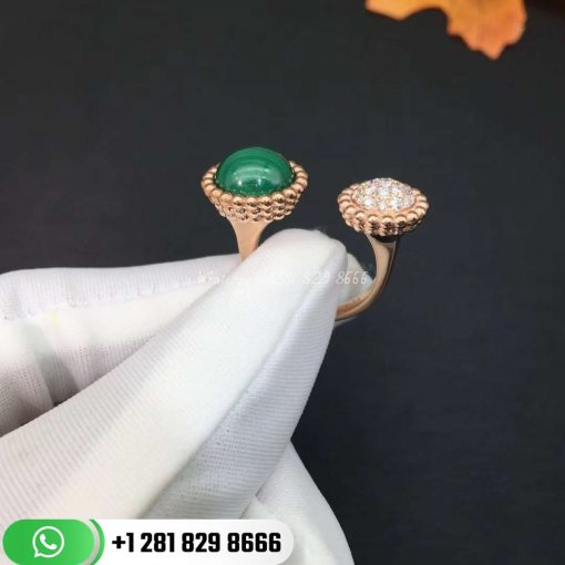Van Cleef & Arpels Perlée Couleurs Between the Finger Ring Rose Gold Diamond Malachite