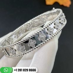 Van Cleef Arpels Perlée Clovers Bracelet Medium Model White Gold Diamond VCARN5B100