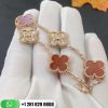 VCARO7GQ00 Vintage Alhambra bracelet, 5 motifs, yellow gold, carnelian, round diamonds; diamond quality DEF, IF to VVS.