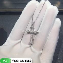 Cartier White Gold Cross SM Necklace Square Diamonds