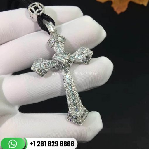 Cartier White Gold Cross Necklace Square Diamond -0209