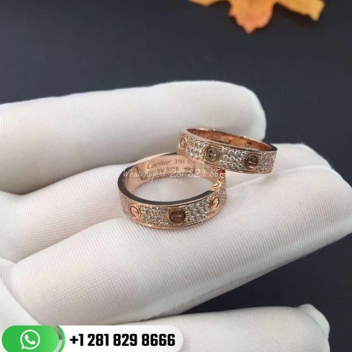 Cartie Love Wedding Band Diamond-paved Pink Gold 6.5mm - B4087600