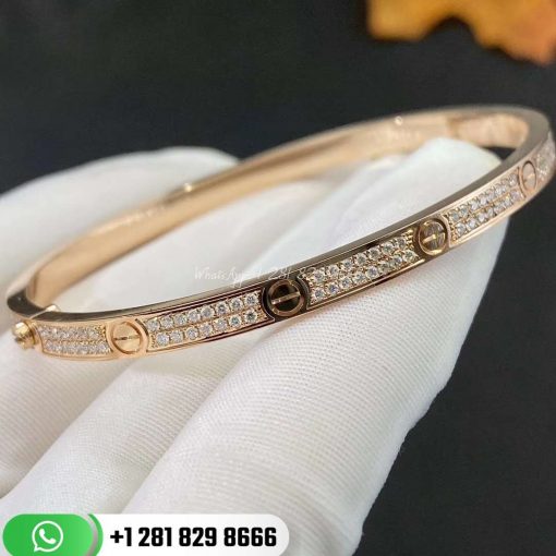 Cartier Love Bracelet Small Model PavÉ Pink Gold Diamonds -N6710717